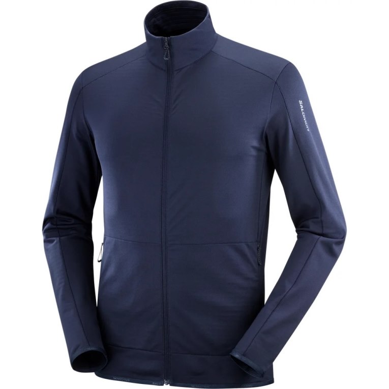 Chaquetas Salomon Essential Lightwarm Full Zip Hombre Azul Marino | MX IGKE847